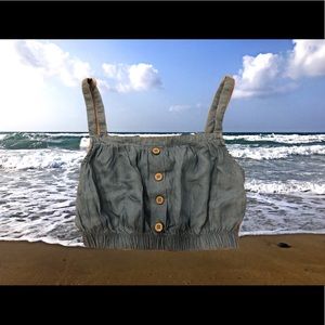 jean looking material crop top💙